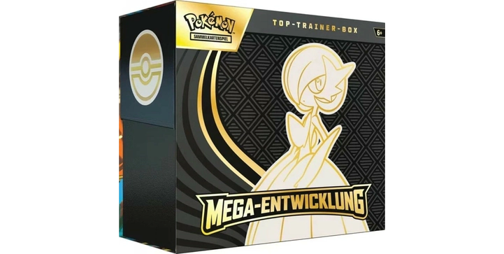 Pokémon Mega‑Entwicklung ME01 – Guardevoir Top‑Trainer‑Box | 9 Booster + Exklusive Promokarte & Zubehör