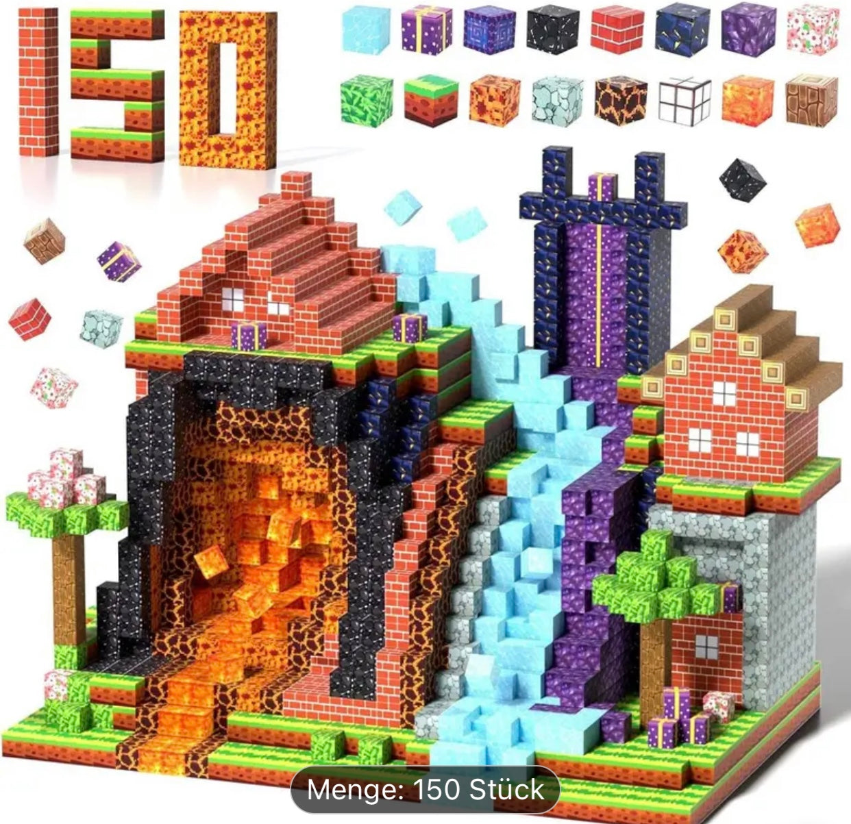 150 Magnetische Blöcke Bauset Spielzeug Bausteine - Städtelandschaft