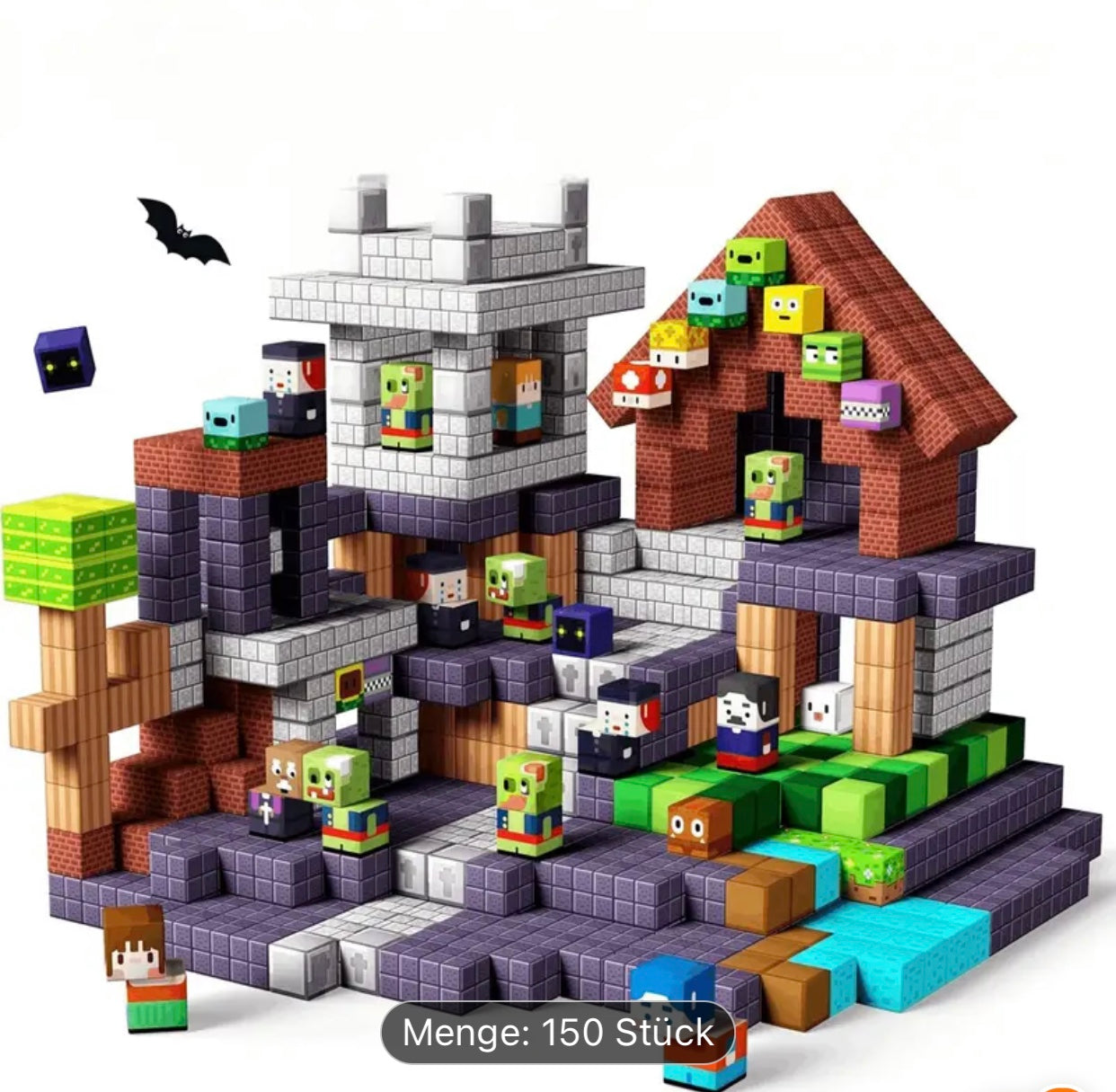 150 Magnetische Blöcke Bauset Spielzeug Bausteine - Zombielandschaft